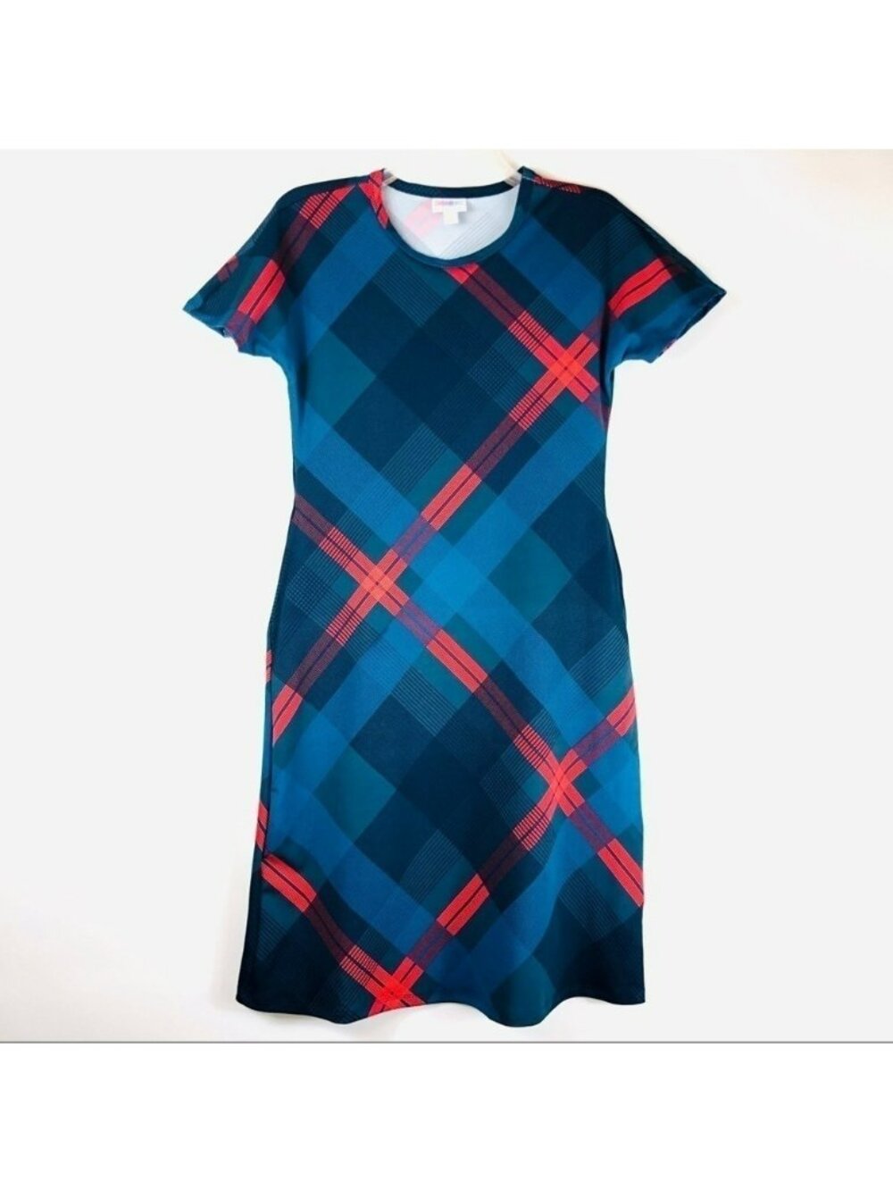 NWT LuLaRoe Marly Plaid Dress Midi Green Blue Black Orange Plaid Size XXS